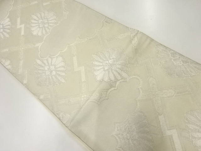 JAPANESE KIMONO / ANTIQUE FUKURO OBI / SILK / WOVEN CLOUDS & FLOWERS